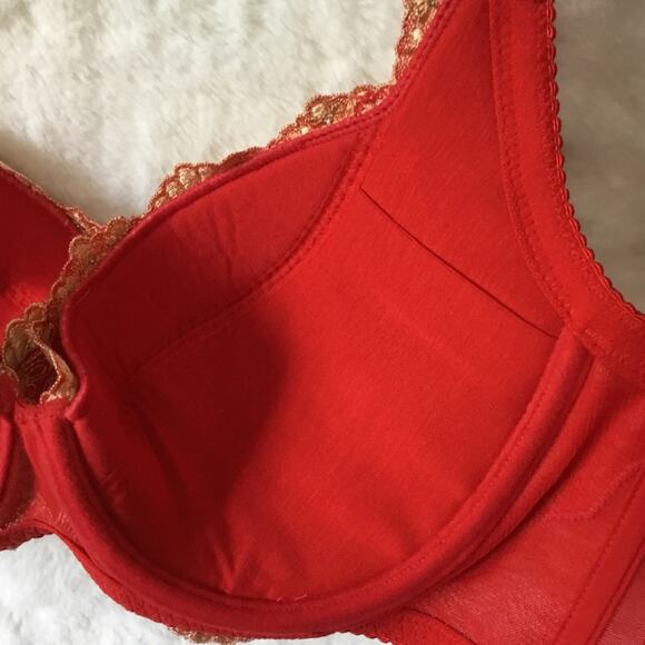 Wacoal Elegant Red and Gold Lace Bra - Picture 5 of 15